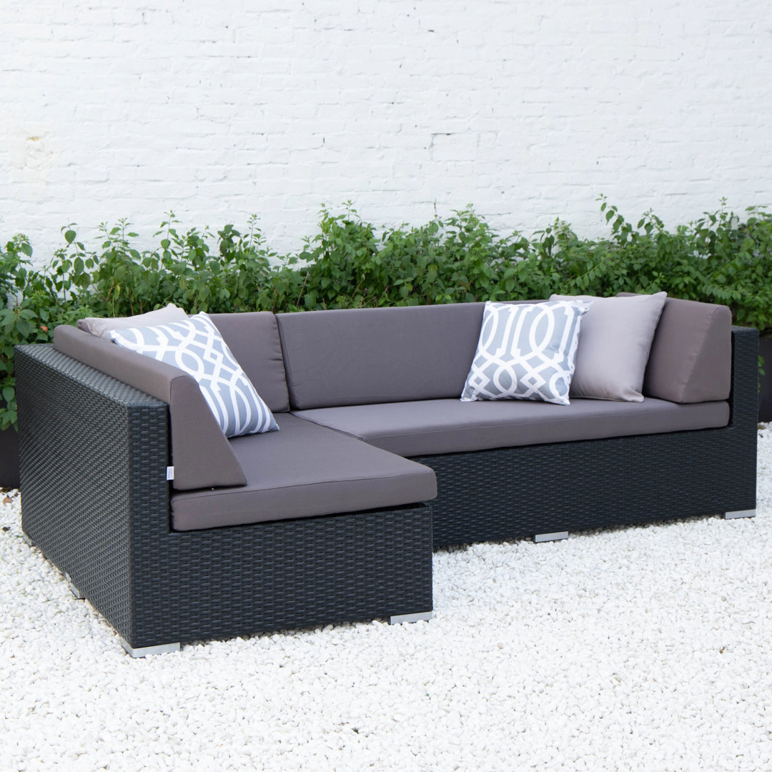 4-Sitzer Lounge-Set Dibora aus Rattan mit Polster