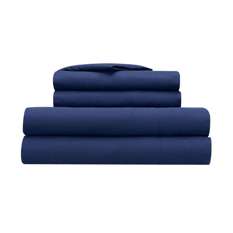 Simply Clean Antimicrobial Microfiber Sheet Set, King, Navy