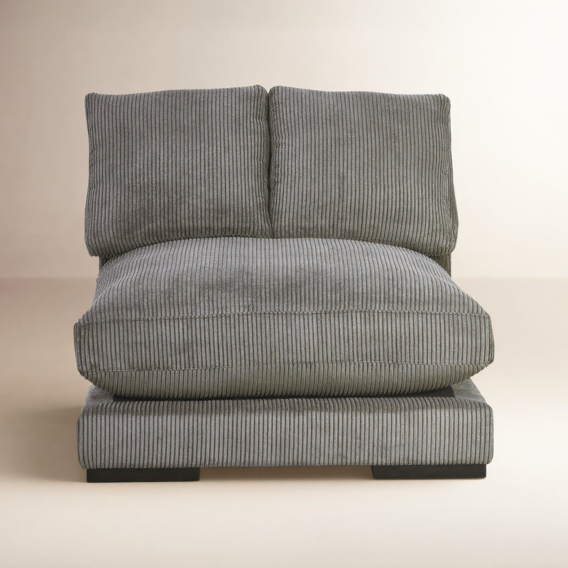 Fauteuil de chambre rembourré Lonsdale, Velours côtelé gris