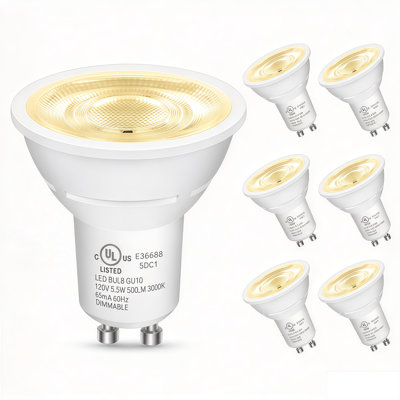 GU10 LED Light Bulbs, Non-Dimmable GU10 Bulb Replacement for Track Lighting, 4W Equivalent 35W, 300 LM Warm White 2700K, MR16 LED Bulb for Kitchen, Range Hood, Living Room, 6 Pack