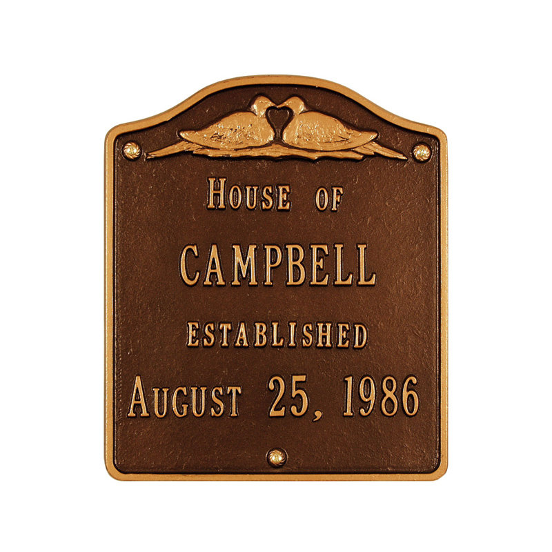 4-Line Wall Address Plaque, Antique Copper