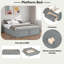 Structure de lit plateforme en bois avec 6 tiroirs, gris