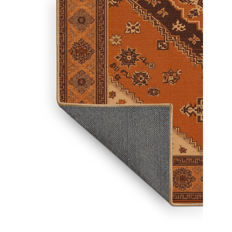 Soft Plush Eiler Traditional Vintage Look Area Rug in Brown – LightBrown Binding, 6' Round
