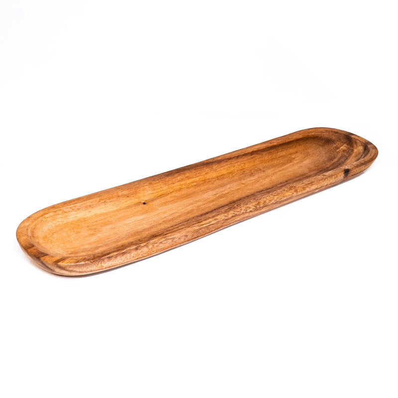 Long plateau ovale en bois d'acacia