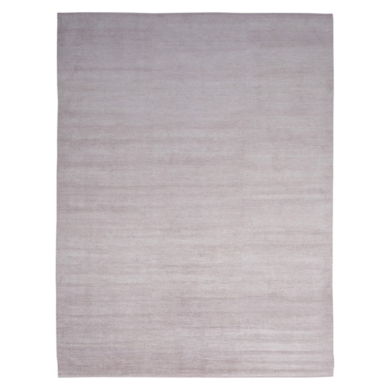 Solid Saree Silk Rug, Soft Pink, Rectangle 10' x 14'