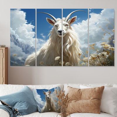 «Cubist Chamois Portrait II - Goat», ensemble de 4 reproductions d'art mural