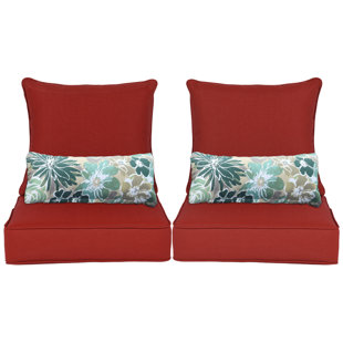 Lucy Outdoor Seat and Back Cushion（Set of 2 Seats, 2 Backs, 2 Pillows) (Set of 2)