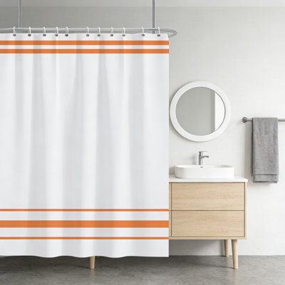 Minimalist Striped Shower Curtain Set, Waterproof Polyester Fabric Bathroom Curtain With Hooks For Standard Bathtub, Quick-Dry And Machine Washable