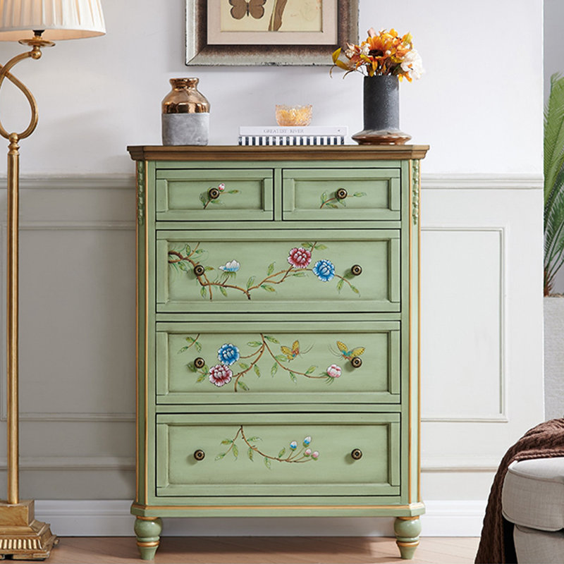 Green Solid Wood Accent Cabinet