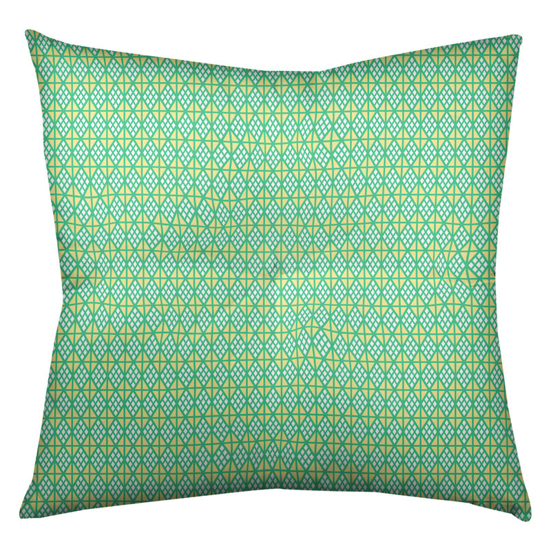 Katelyn Elizabeth Diamonds Floor Pillow, 26" x 26", Green/Yellow