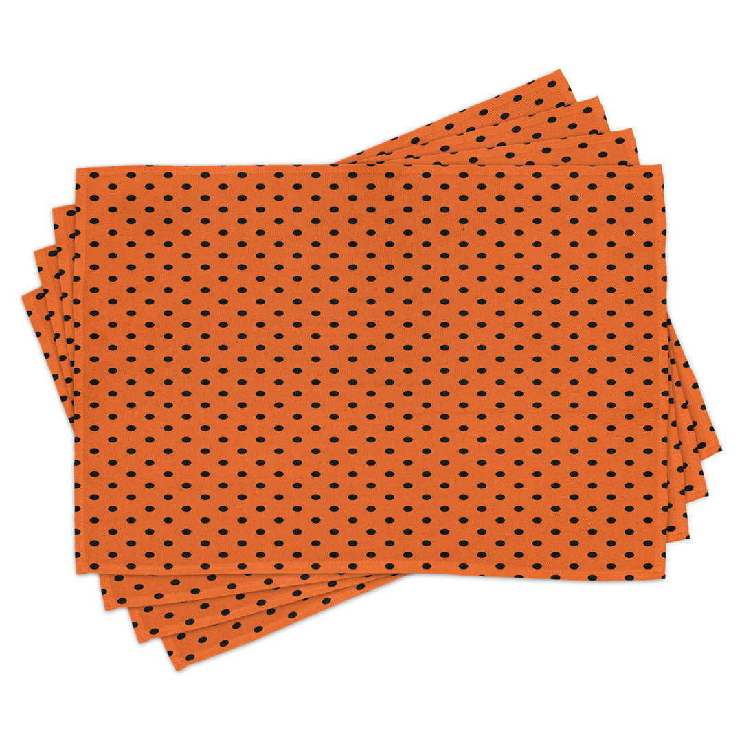 Platzmatten, Vintage-Tupfen-Fliese, Orange, Orange Schwarz