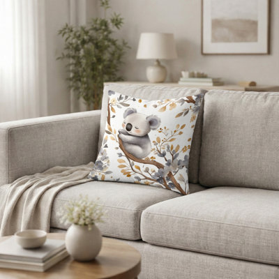 Coussin décoratif à imprimé animal - Koala endormi gris en Australie