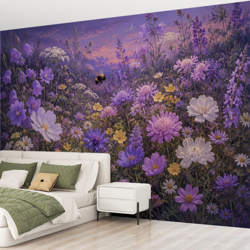 Papier peint auto-adhésif Vibrant Wildflower, L 69 po x l 96 po