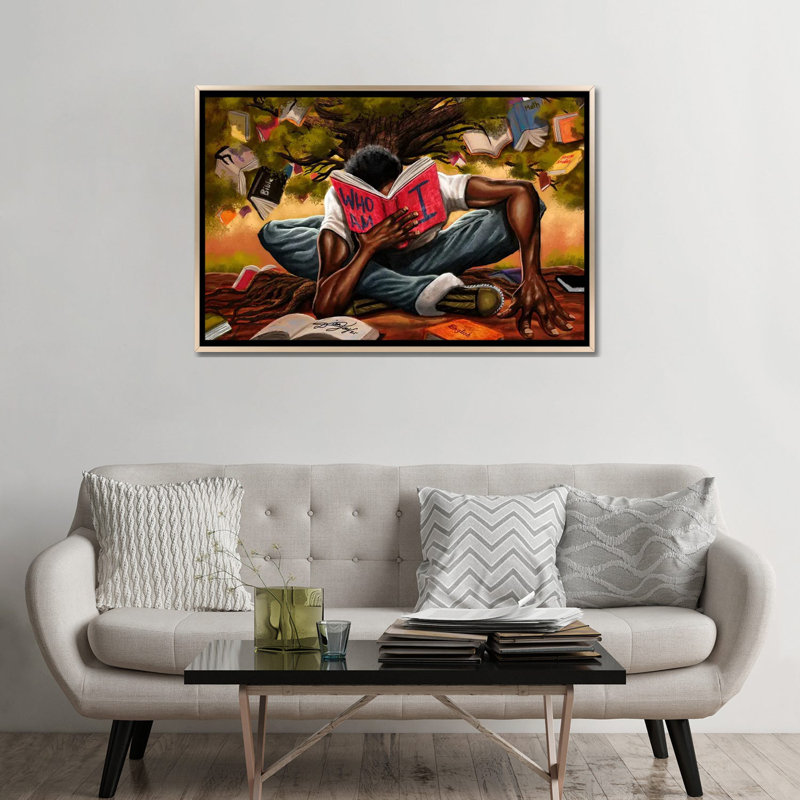 Arbre de la connaissance sur toile par DionJa'y, Impression encadrée, H 18 po x l 26 po, Champagne
