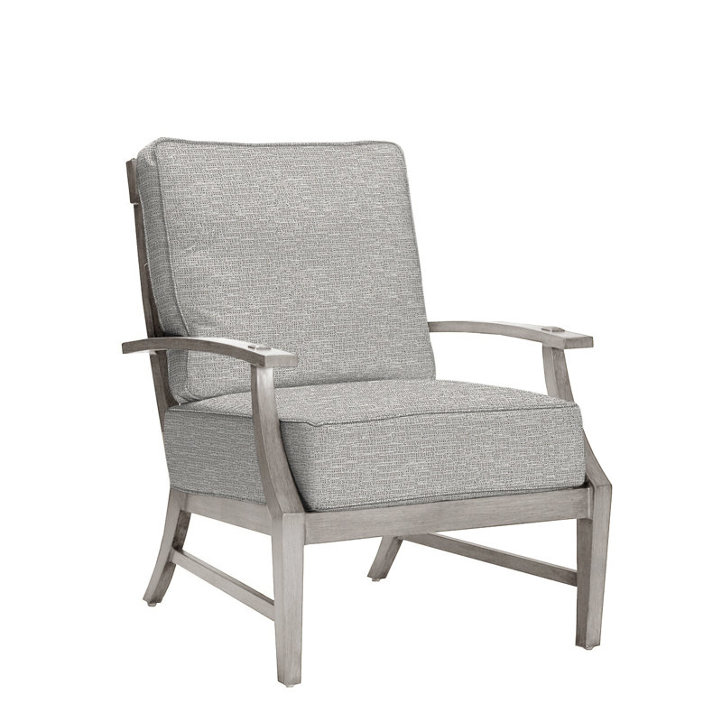 Croquet Patio Chair with Cushions, Welt, Oyster, Tweed Toffee