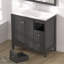 Meuble-lavabo de salle de bain de 90 cm (35,5 po), fini noir, lavabo en résine, 3 tiroirs, portes à fermeture amortie, structure en contreplaqué avec protection contre les éclaboussures, construction durable