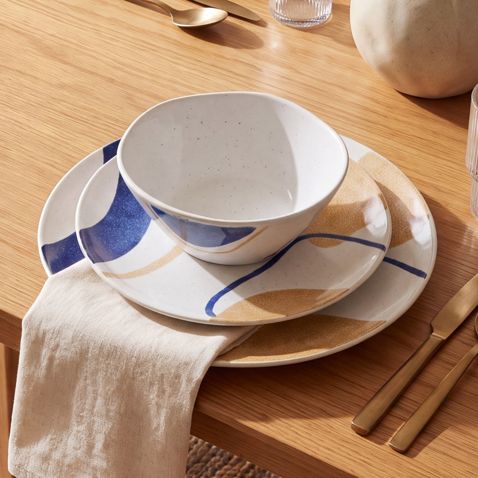 Pfaltzgraff Artful Circles 12-Piece Dinnerware Set, Service For 4