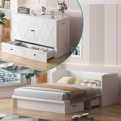 Armoire à grand lit escamotable avec tiroir de rangement, lits muraux peu encombrants pour la maison, le bureau et la chambre d'amis
