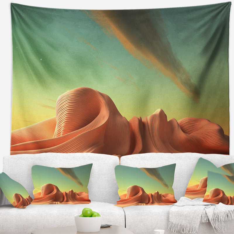 3d alien world surréalisme fantastique tapisserie, H 50 po x l 60 po