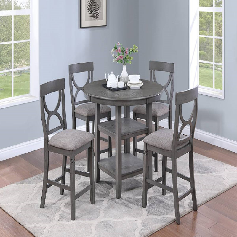 5-pcs Counter Height Dining Set, Gray
