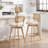Uniondale Swivel Linen Upholstered 26.2'' Counter Stool with Rattan Cane Back and Solid Wood Frame-1820314012