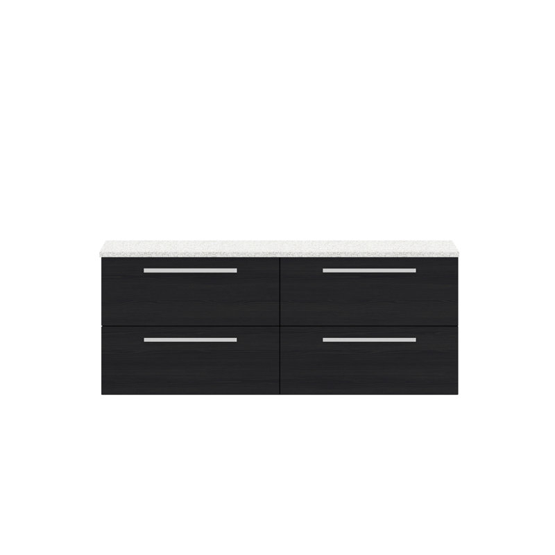 Quartet 144.1cm Double Bathroom Vanity Base Only, Charcoal Black