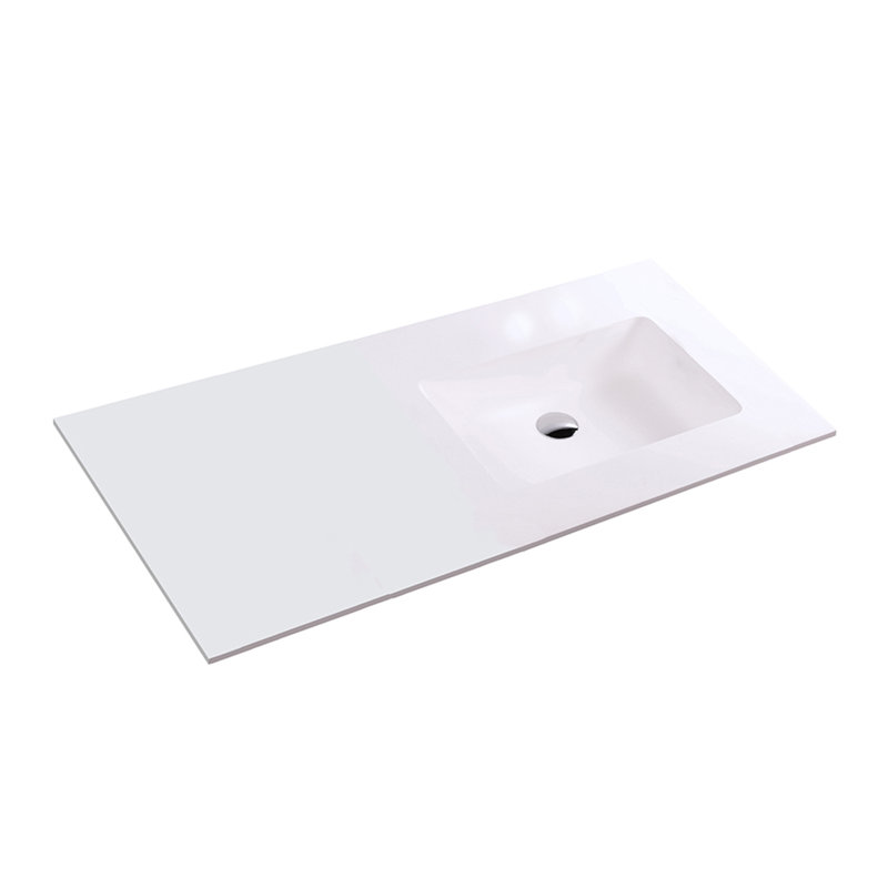 Kubitop 48'' L Bathroom Sink, Gloss White, 0 Hole