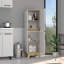 Armoire à rangement multiple H 59 po, deux portes, quatre tablettes internes, chêne clair / blanc