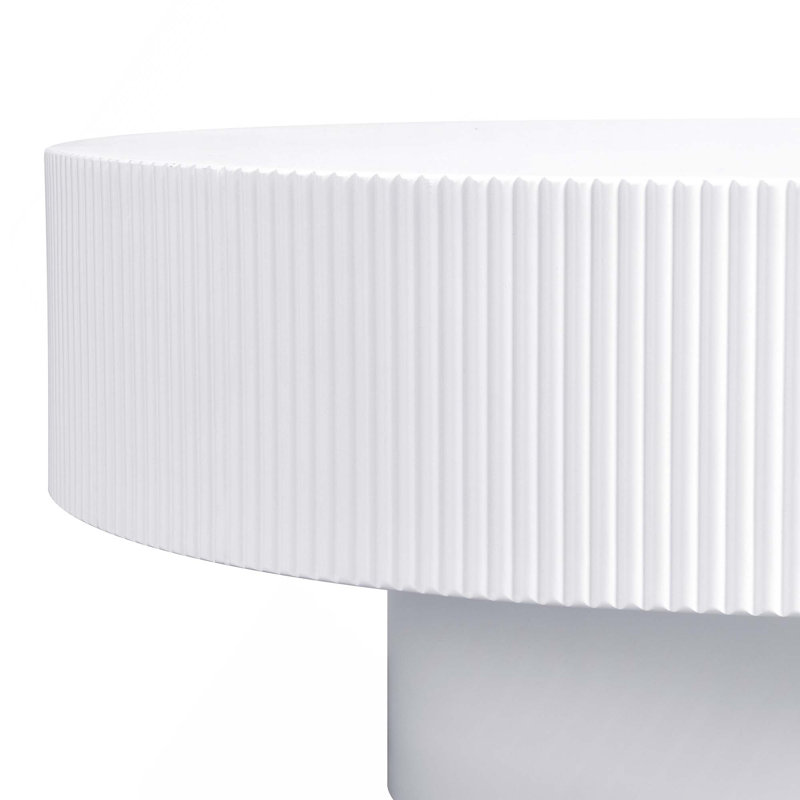 Table basse ronde moderne cannelée minimaliste avec base robuste pour un assemblage facile et une utilisation polyvalente dans le salon