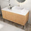 Meuble-lavabo de salle de bain autoportant en contreplaqué pré-assemblé avec lavabo rectangulaire en céramique blanc avec plateau en grain de bois de chêne-1949315935