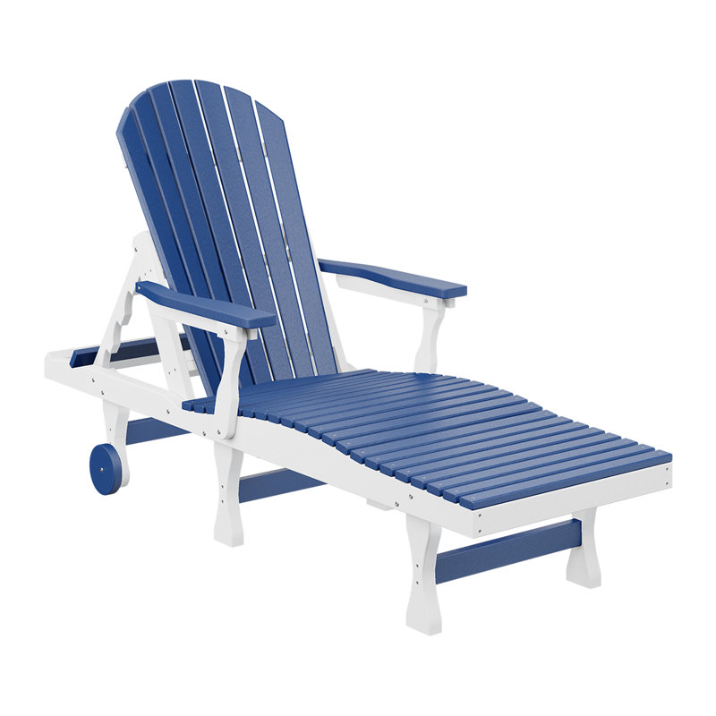 Comfo Back Outdoor Chaise Lounge, Pacific Blue/White