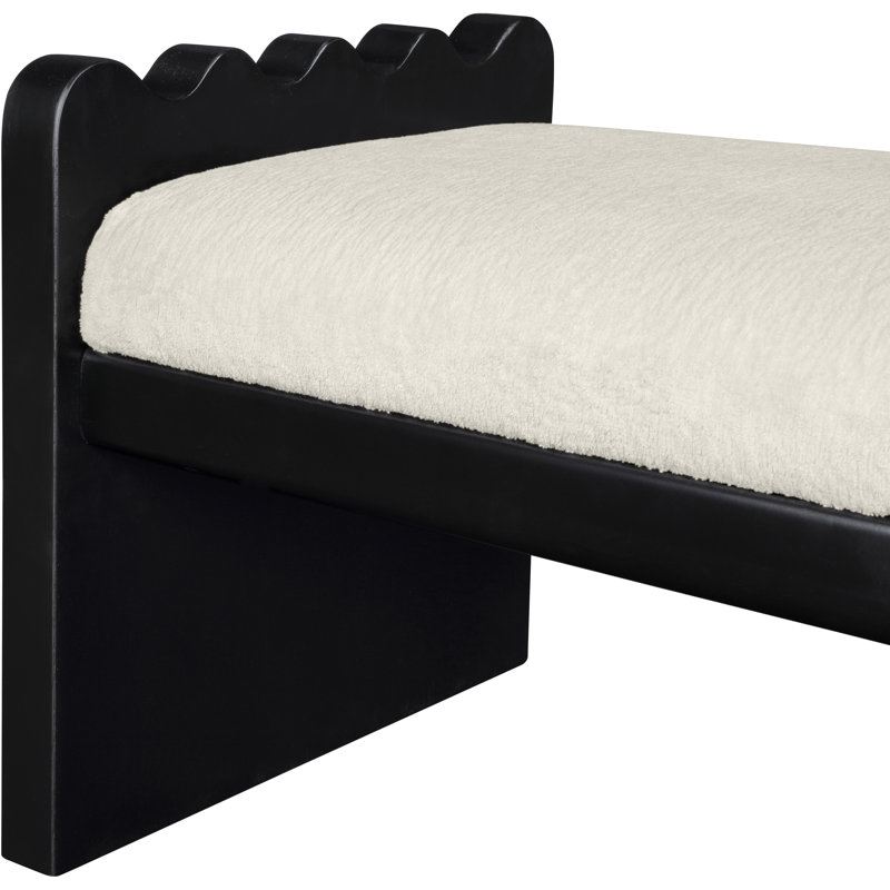 Banc en tissu Daline, Velours crème, Noir