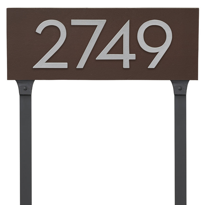 Panneau d'adresse flottant sur la pelouse sur 1 ligne, Bronze romain, Argent, Oui