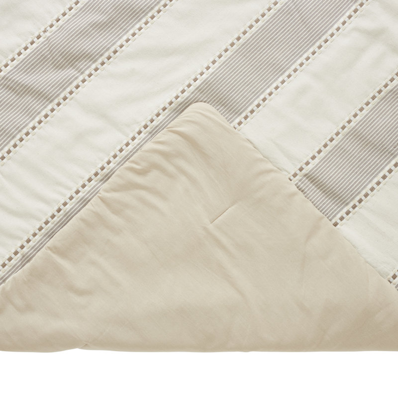 Janson Polyester Jacquard Striped Comforter, Ivory/Taupe Striped, Queen Comforter + 2 Standard Shams