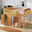 Lit mezzanine double avec armoire de rangement, garde-robe et DEL, lit mezzanine en bois massif avec échelle, garde-corps pour les adolescents-123140283