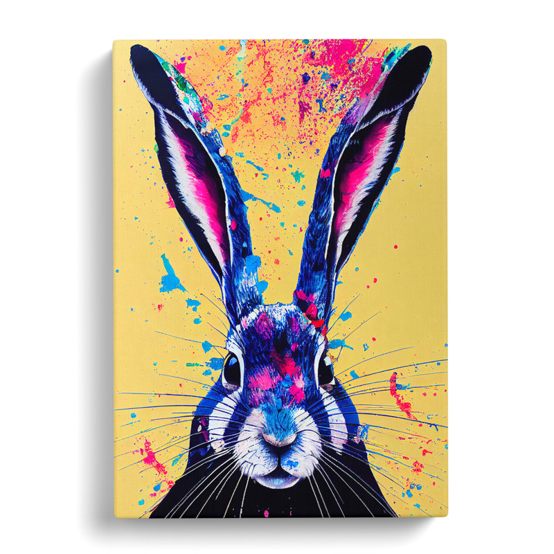 Painted Hare No.5 Abstract - Wrapped Canvas, 76cm H x 50cm W x 3cm D