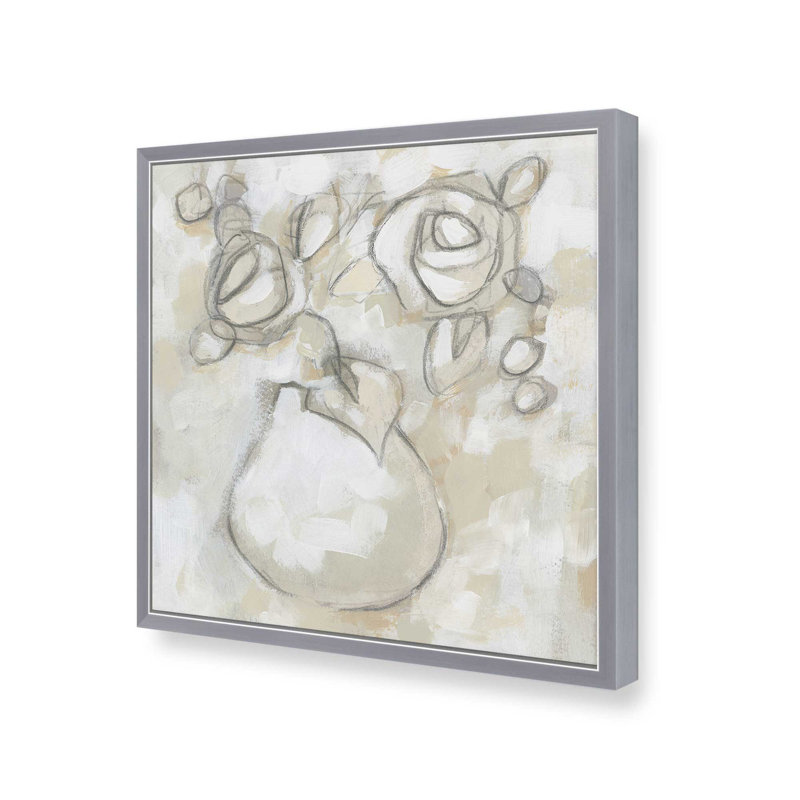 «Bouquet Sketch Impression I» par June Erica Vess, reproduction d'art, H 20 po x l 20 po, Argent argent