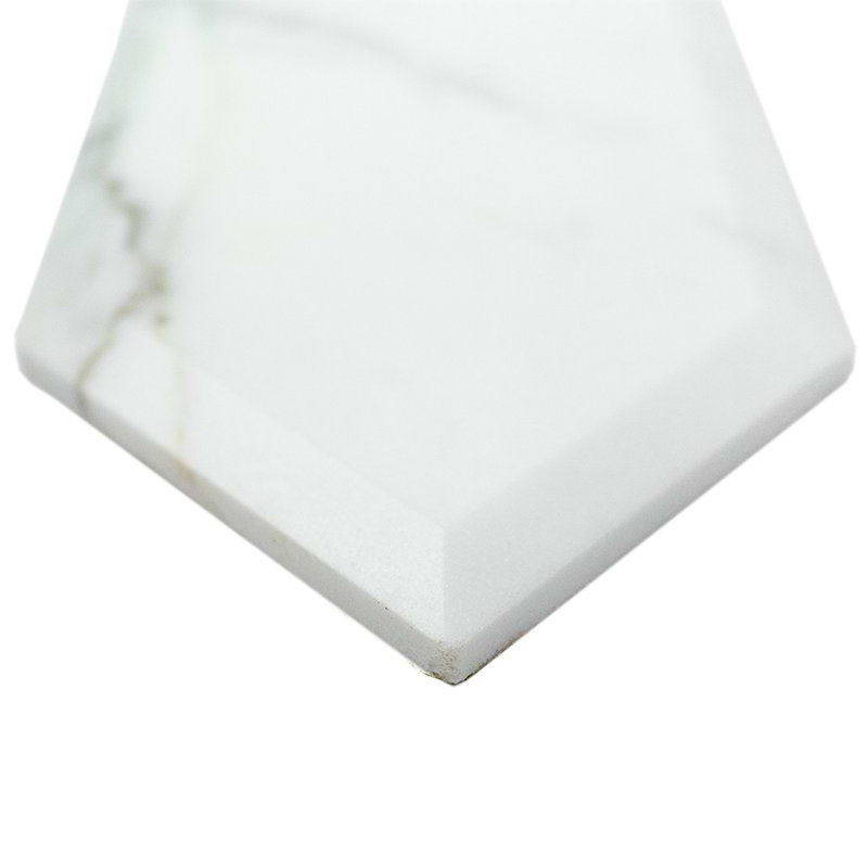 Calacatta 4x8 Beveled Hexagon Polished Marble Tile