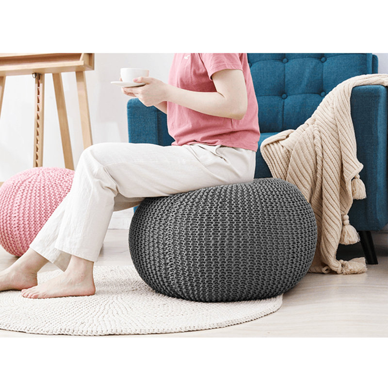 Repose-pieds rond 15,74 po, 100 % coton gris