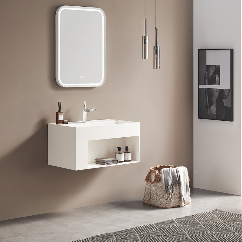 Meuble-lavabo mural 32 po avec espace de rangement, Blanc