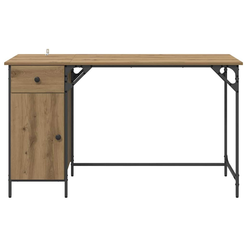 Metal Base Computer Desk, Artisan Oak