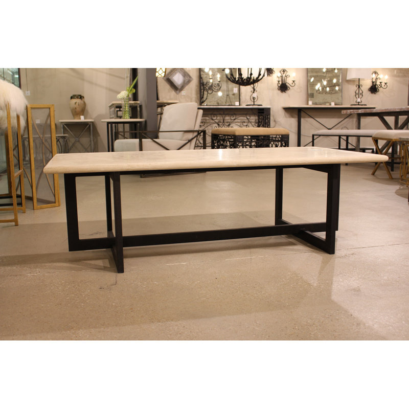 Chicago Coffee Table, Lite Travertine, Deep Ocean