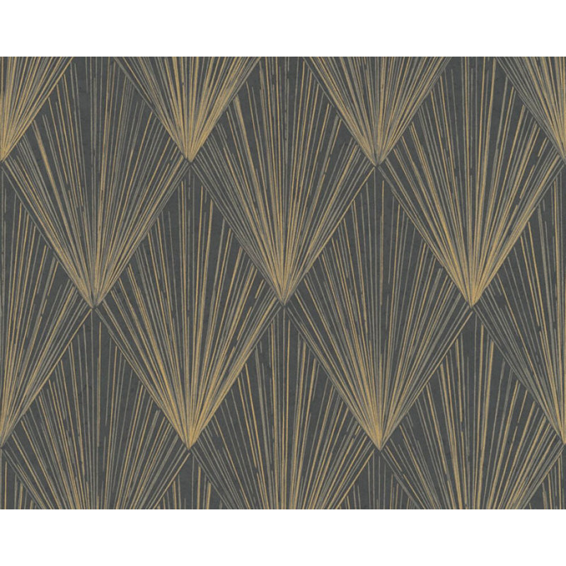 Papier peint texturé Concord, Beige / noir / métallique