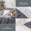 Ensemble de housse de couette 100% coton lavé Solayne avec texture de faux chanvre, couleur unie, fermeture à glissière et attaches de coin-111685185-111685165