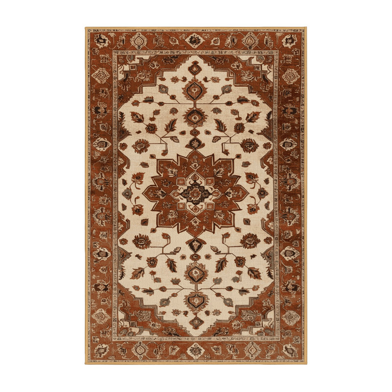 Machine Washable Persian Brown Area Rug, Rectangle 8' x 12'