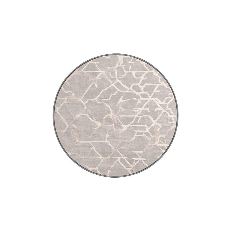 Tapis gris lavable à la machine, Rond 8 pi
