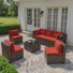 6-Person All-Weather Wicker Modular Patio Conversation Set with Cushions
