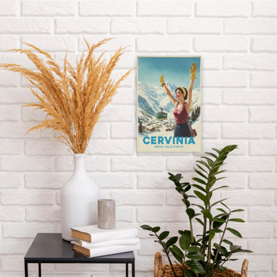 Happy Alpine Skier Classic Retro Vintage Mountain Winter Wall Art