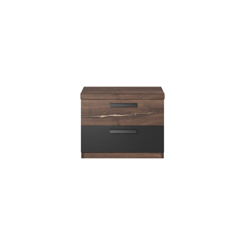 46cm W Manufactured Wood Bedside Table, Brown/Black