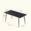 Table de salle à manger 55,12 po en pierre artificielle noire moderne avec rebords droits et pieds en métal noir pouvant accueillir 6 personnes (table de salle à manger seulement)-1951207301-1965531811